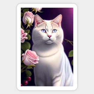 Rosey White British Shorthair Portrait Sticker